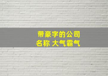 带豪字的公司名称 大气霸气